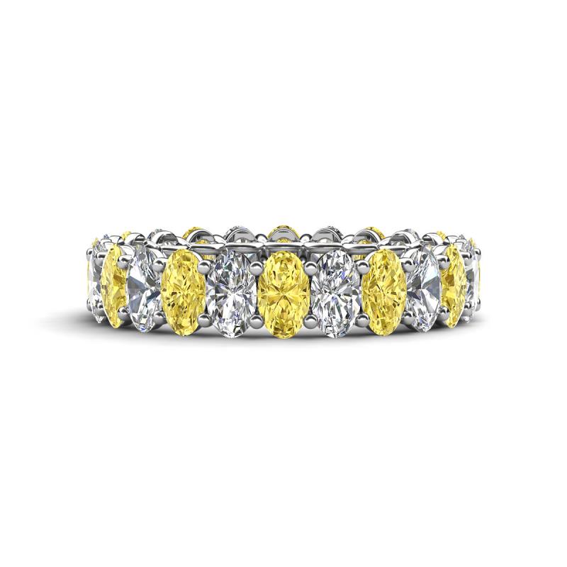 Amelia 5x3 mm Oval Shape Yellow Sapphire and Diamond Side Gallery Work Eternity Band 