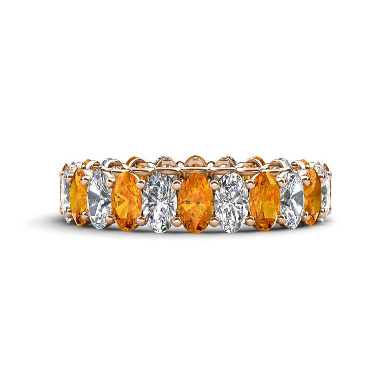 Amelia 5x3 mm Oval Shape Citrine and Diamond Side Gallery Work Eternity Band 