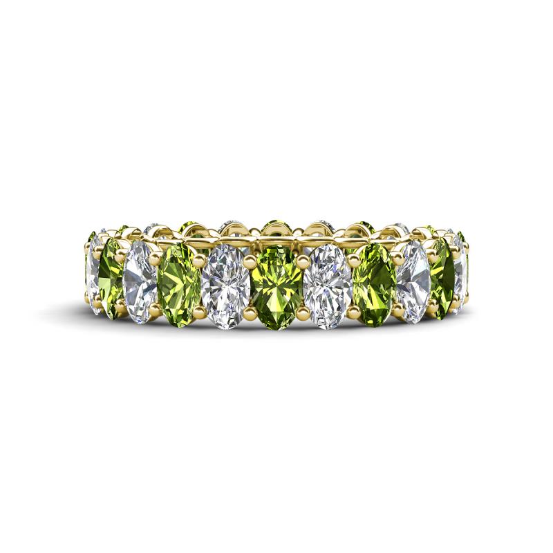 Amelia 5x3 mm Oval Shape Peridot and Diamond Side Gallery Work Eternity Band 