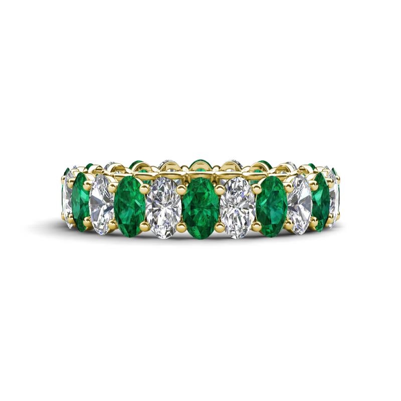Amelia 5x3 mm Oval Shape Emerald and Diamond Side Gallery Work Eternity Band 