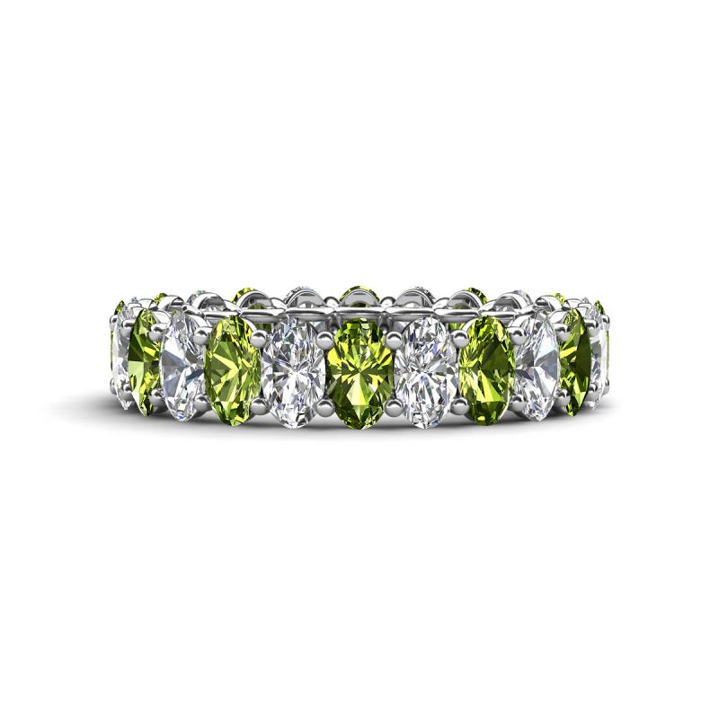 Amelia 5x3 mm Oval Shape Peridot and Diamond Side Gallery Work Eternity Band 