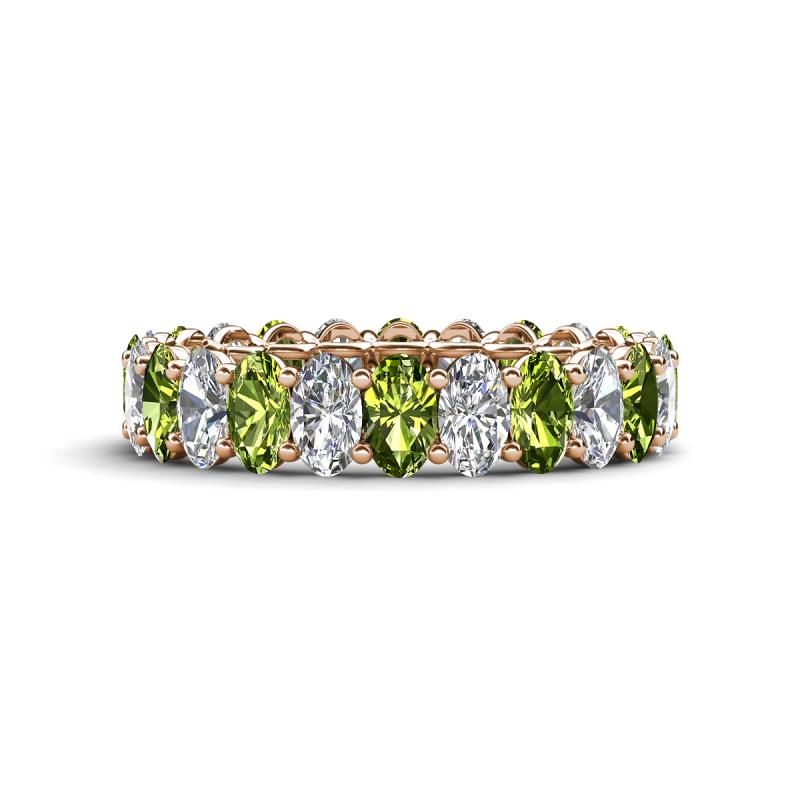Amelia 5x3 mm Oval Shape Peridot and Lab Grown Diamond Side Gallery Work Eternity Band 