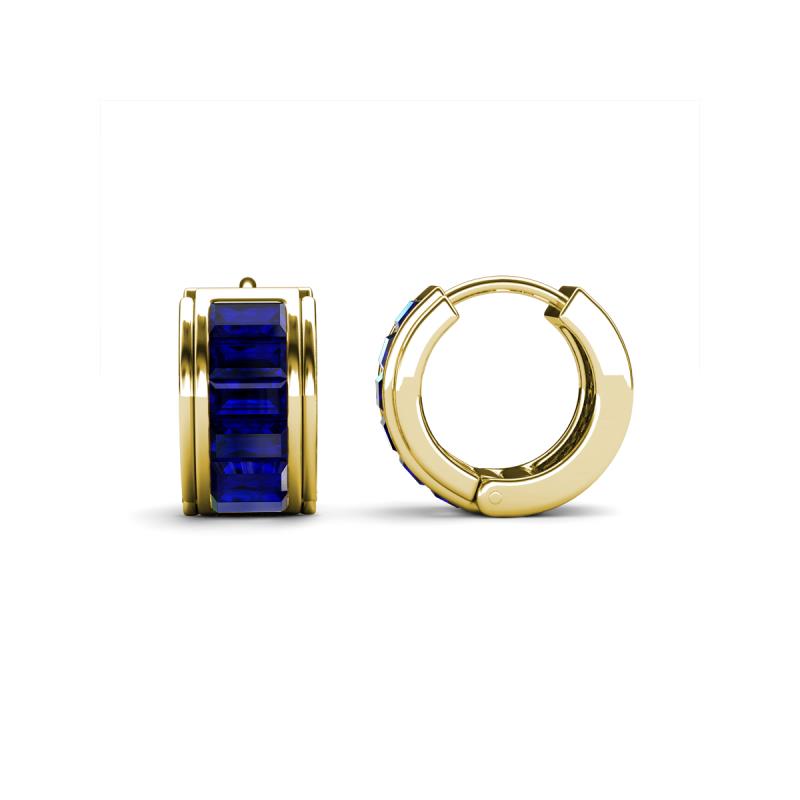 Kira Iris Baguette Shape Blue Sapphire Channel Set Hoop Earrings 