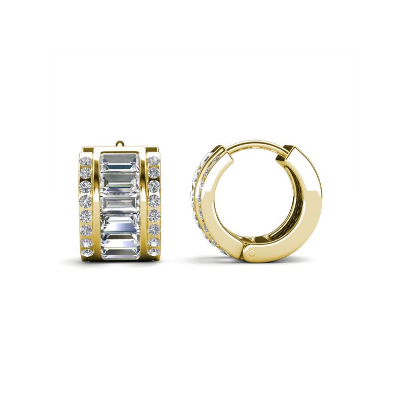 Eliana Iris Baguette Shape and Round Diamond Channel Set Hoop Earrings 