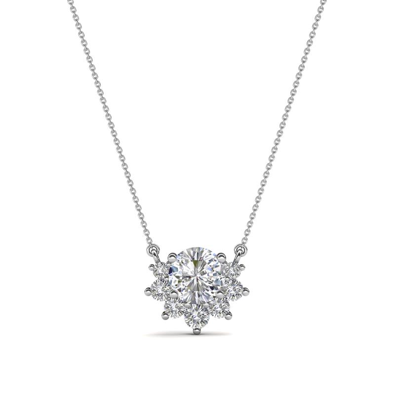 Bellezza 4.50 mm Round Diamond Half Halo Pendant Necklace 