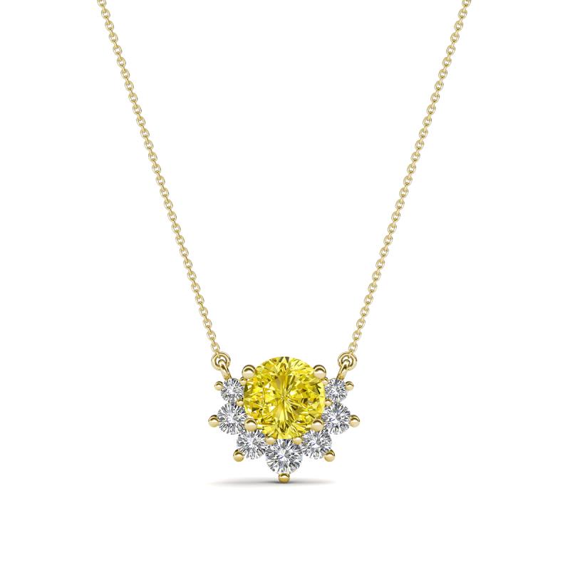 Bellezza 4.50 mm Round Yellow and White Diamond Half Halo Pendant Necklace 