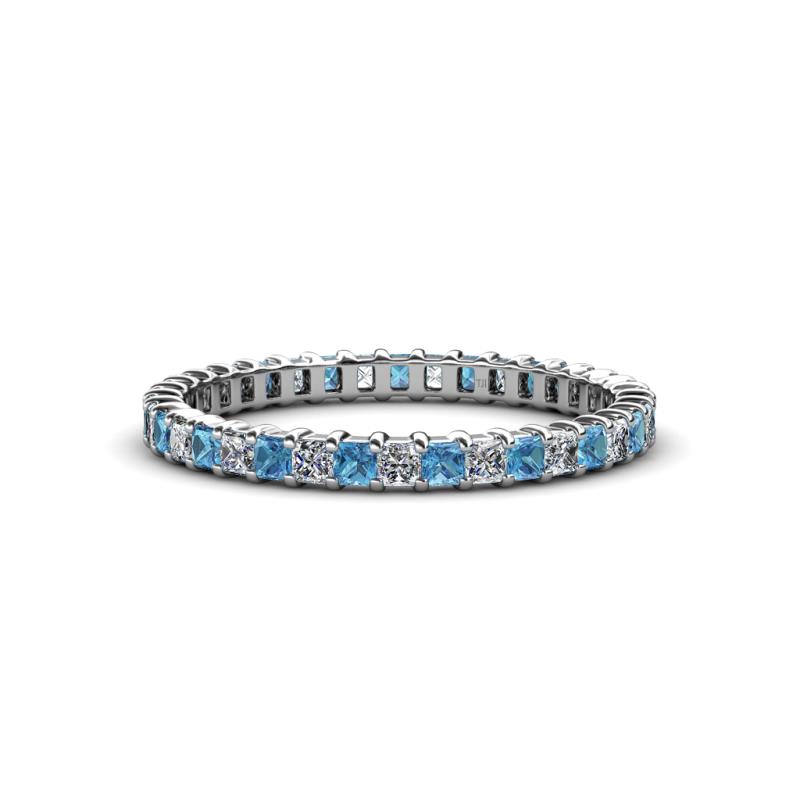 Allie 2.00 mm Princess Cut Blue Topaz and Lab Grown Diamond Eternity Band 