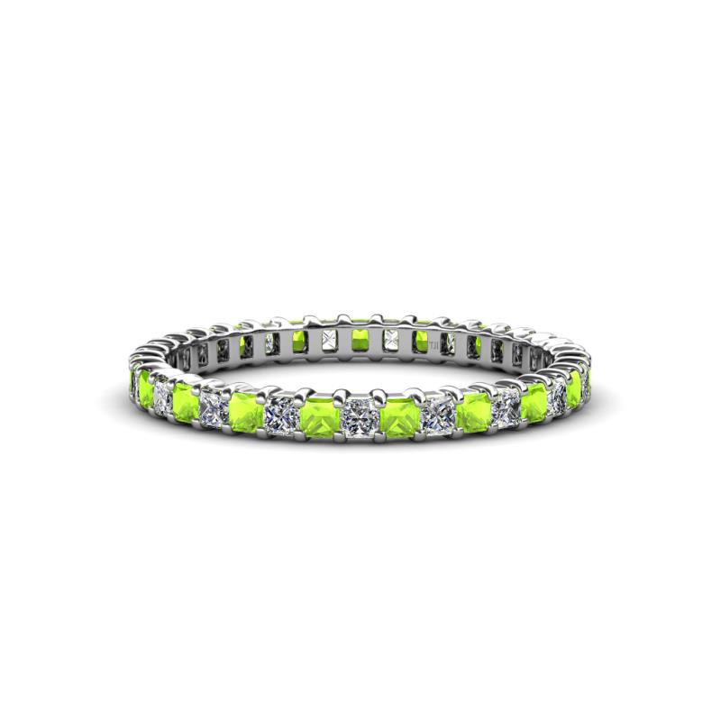Allie 2.00 mm Princess Cut Peridot and Lab Grown Diamond Eternity Band 
