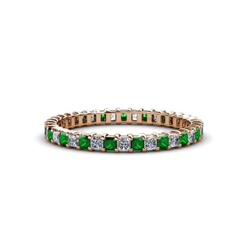 Allie 2.00 mm Princess Cut Emerald and Lab Grown Diamond Eternity Band 