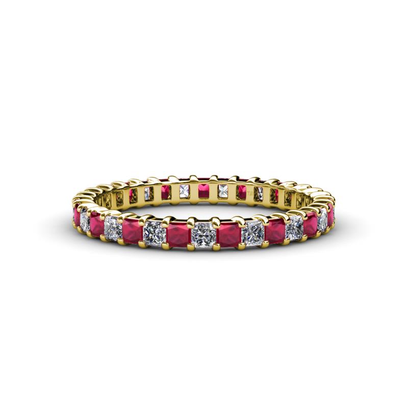 Allie 2.50 mm Princess Cut Ruby and Lab Grown Diamond Eternity Band 