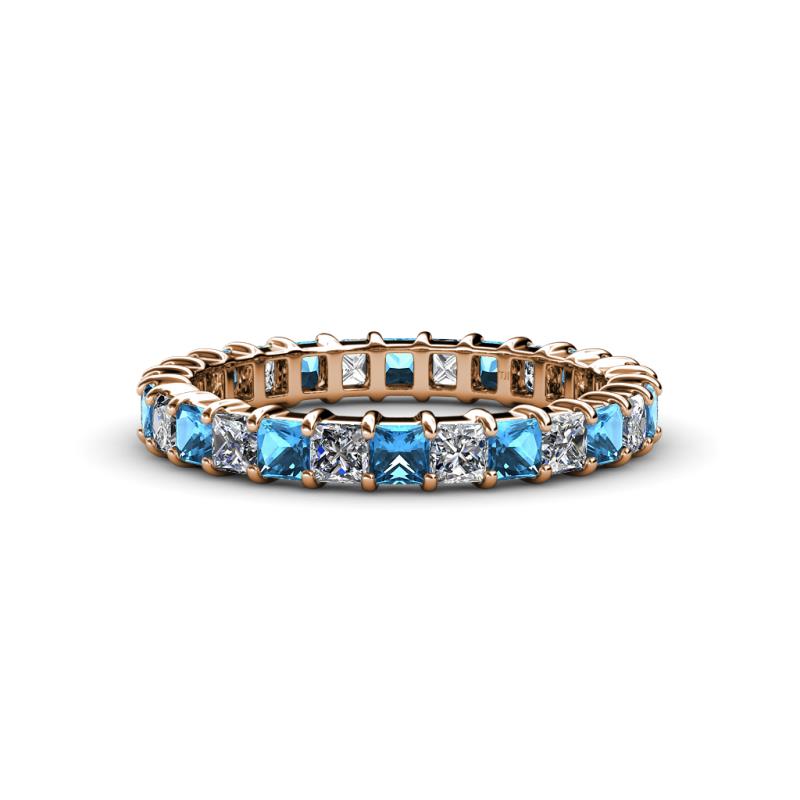 Allie 3.00 mm Princess Cut Blue Topaz and Lab Grown Diamond Eternity Band 