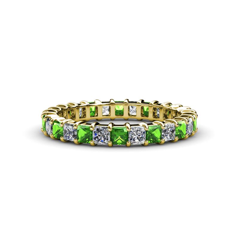 Allie 3.00 mm Princess Cut Green Garnet and Lab Grown Diamond Eternity Band 