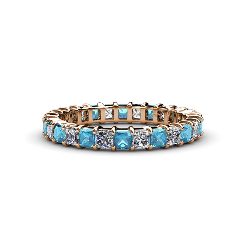 Allie 3.00 mm Princess Cut London Blue Topaz and Lab Grown Diamond Eternity Band 