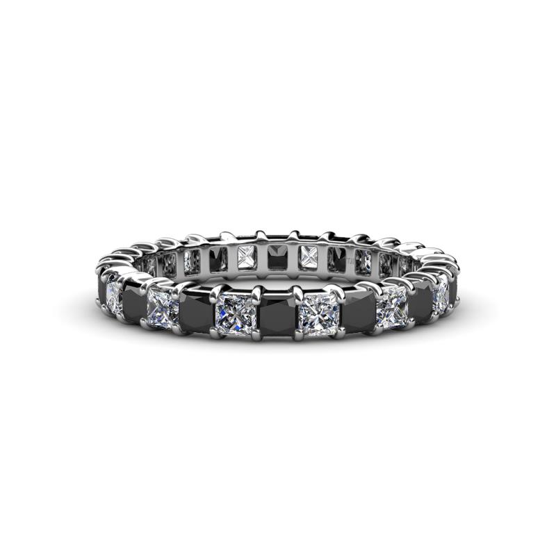 Allie 3.00 mm Princess Cut Black Diamond and White Lab Grown Diamond Eternity Band 