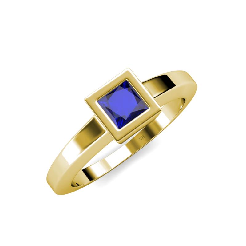 Ian 0.85 ct Princess Cut Created Blue Sapphire Solitaire Ring 