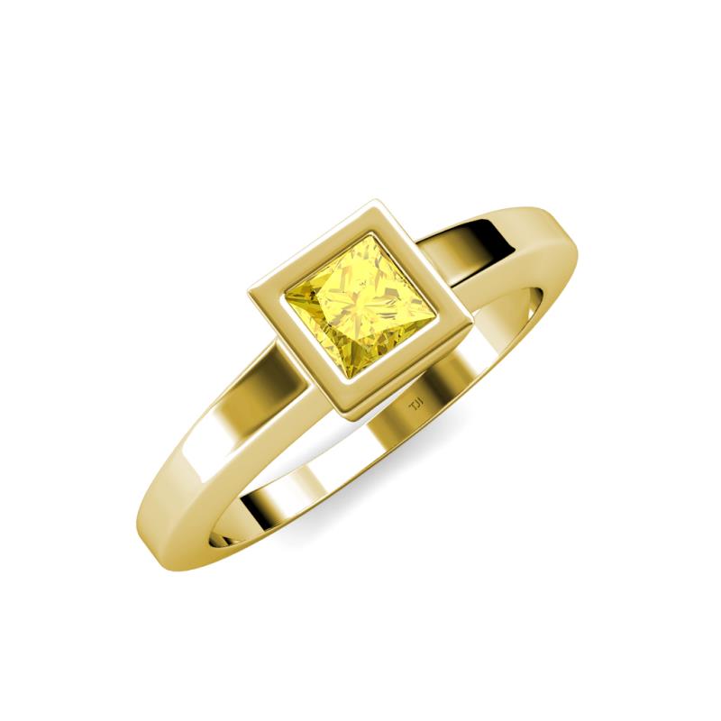 Ian 0.85 ct Princess Cut Created Yellow Sapphire Solitaire Ring 