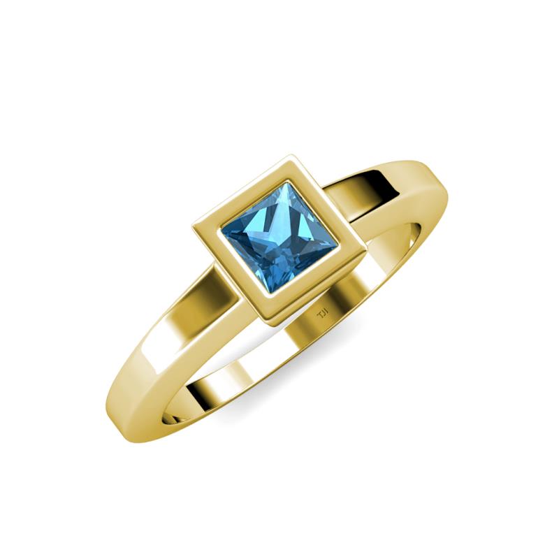 Ian 1.38 ct Princess Cut Blue Topaz Solitaire Ring 