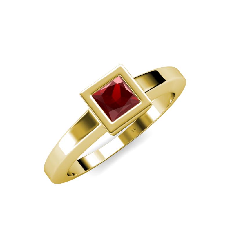 Ian 1.35 ct Princess Cut Red Garnet Solitaire Ring 