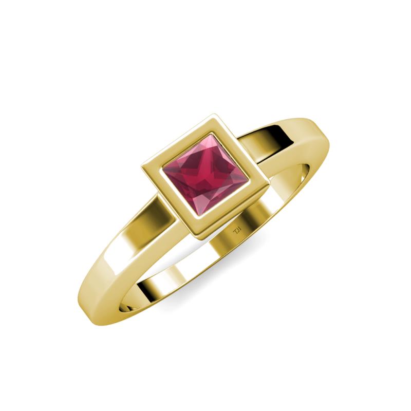 Ian 1.25 ct Princess Cut Rhodolite Garnet Solitaire Ring 