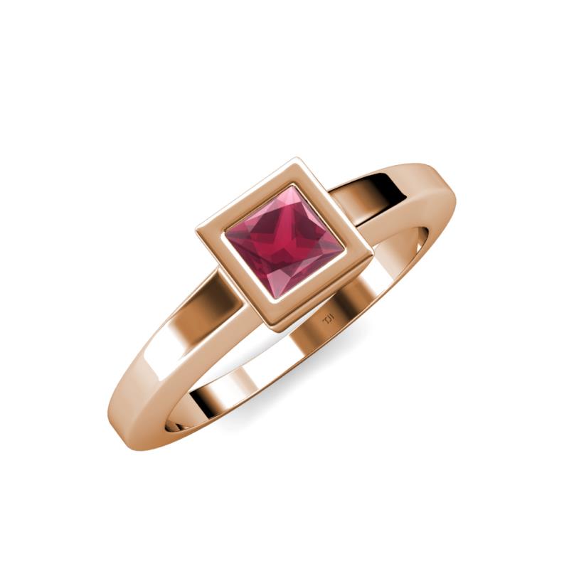 Ian 1.25 ct Princess Cut Rhodolite Garnet Solitaire Ring 