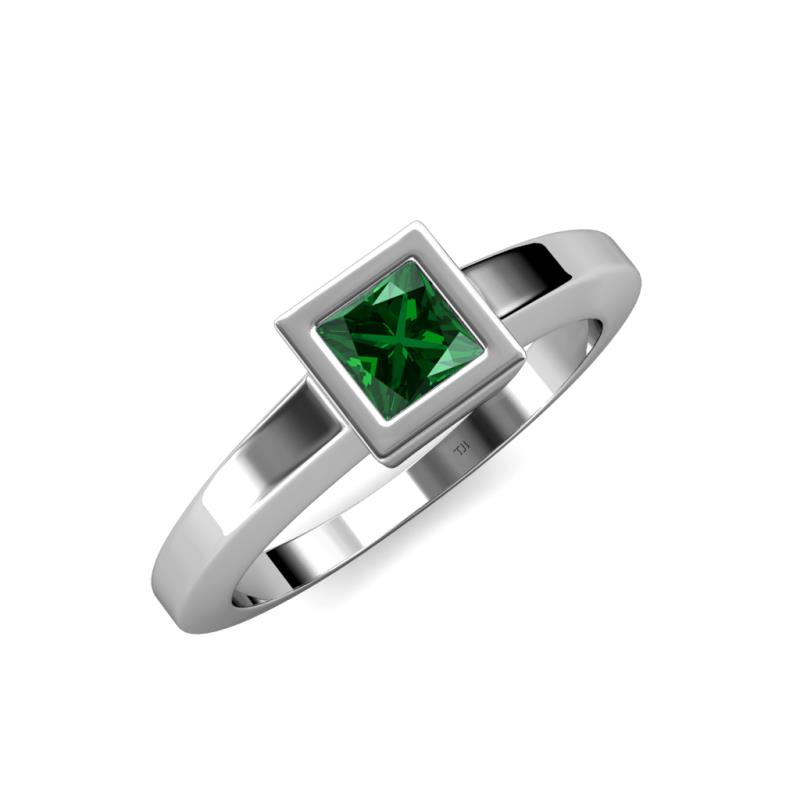 Ian 0.97 ct Princess Cut Created Emerald Solitaire Ring 