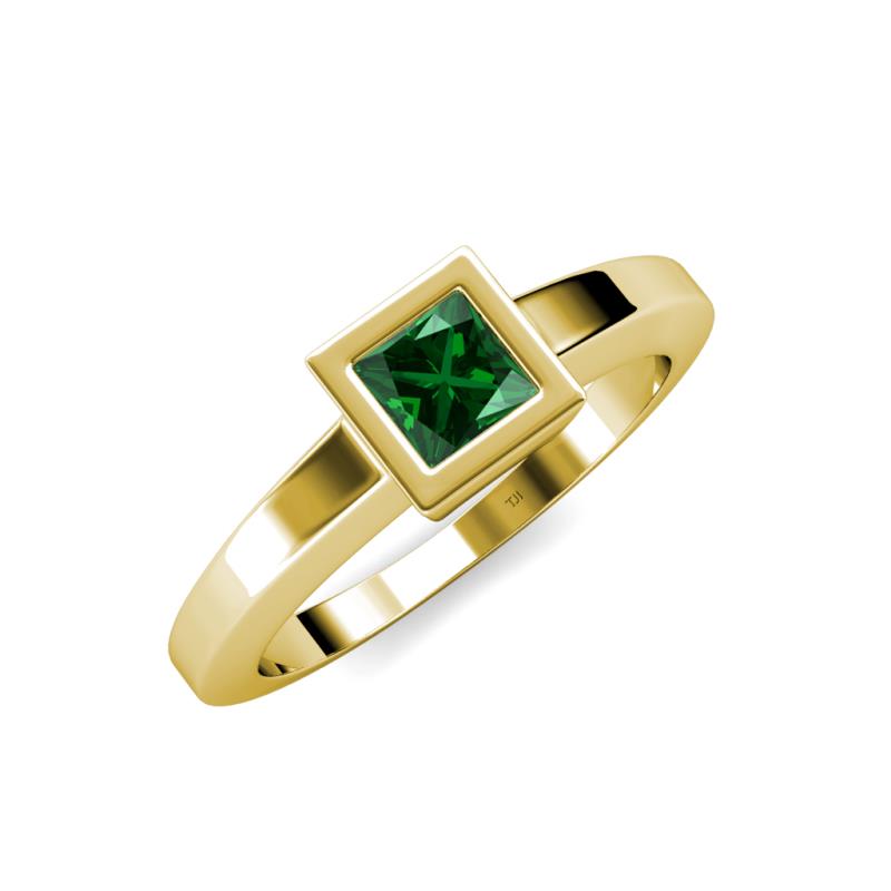 Ian 0.97 ct Princess Cut Created Emerald Solitaire Ring 