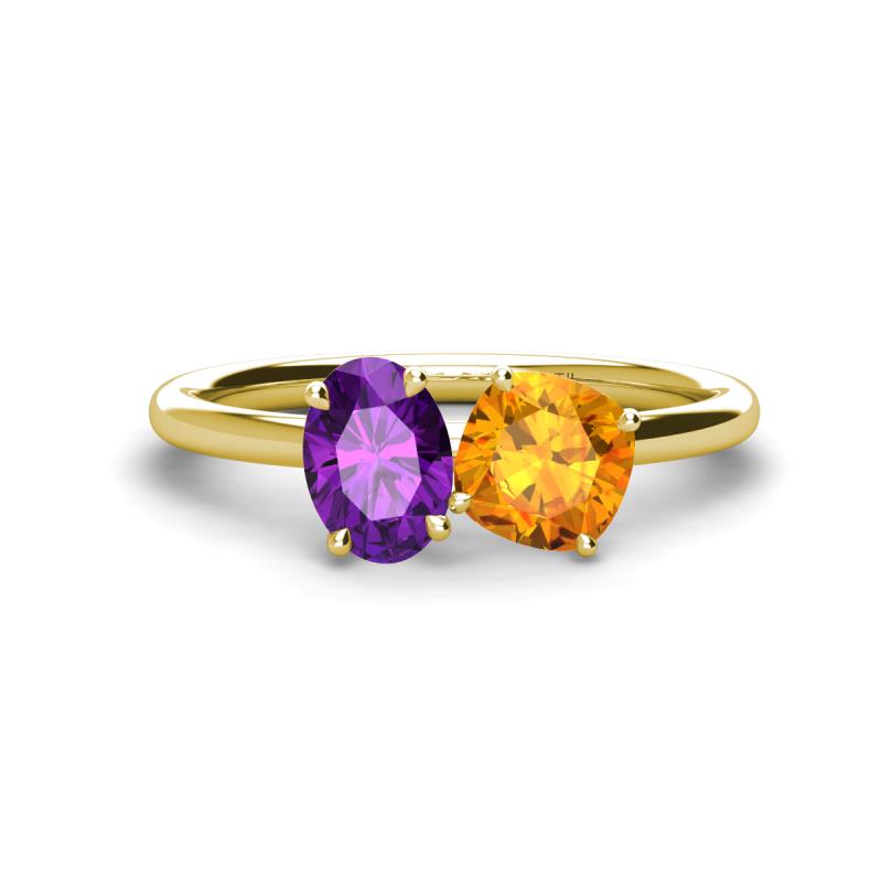 Tanya Oval Shape Amethyst & Cushion Shape Citrine 2 Stone Duo Ring 