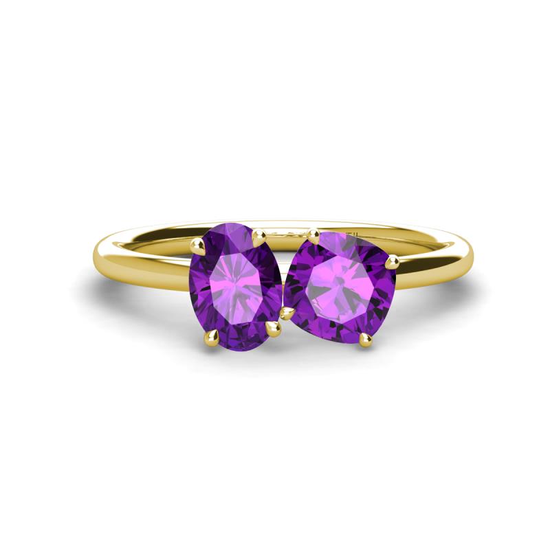 Tanya Oval & Cushion Shape Amethyst 2 Stone Duo Ring 
