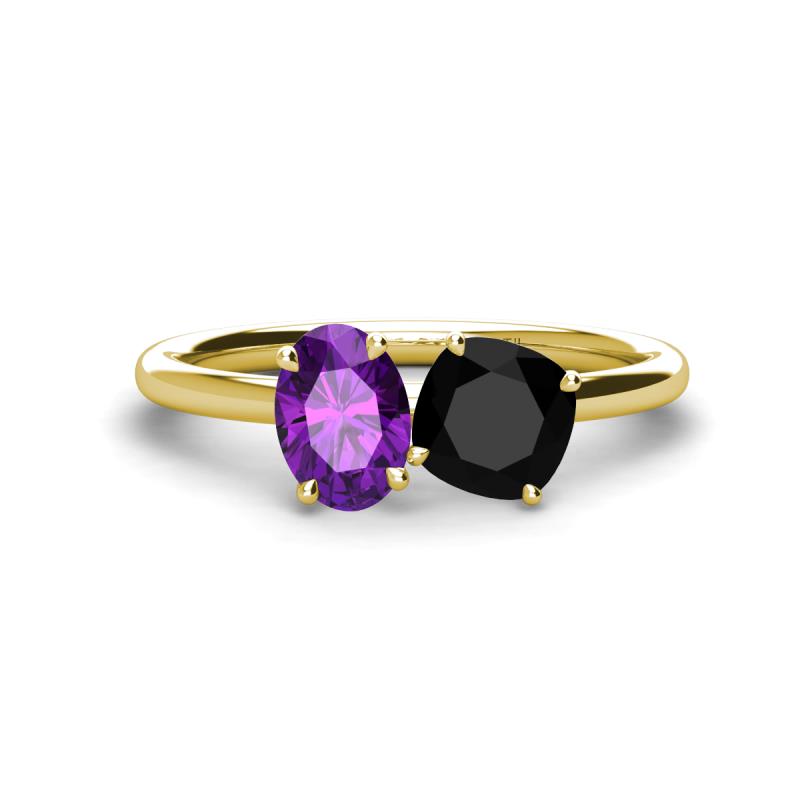 Tanya Oval Shape Amethyst & Cushion Shape Black Onyx 2 Stone Duo Ring 