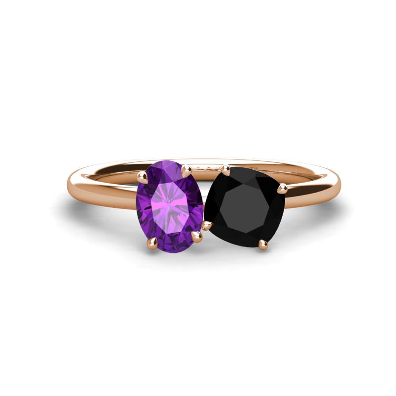 Tanya Oval Shape Amethyst & Cushion Shape Black Onyx 2 Stone Duo Ring 