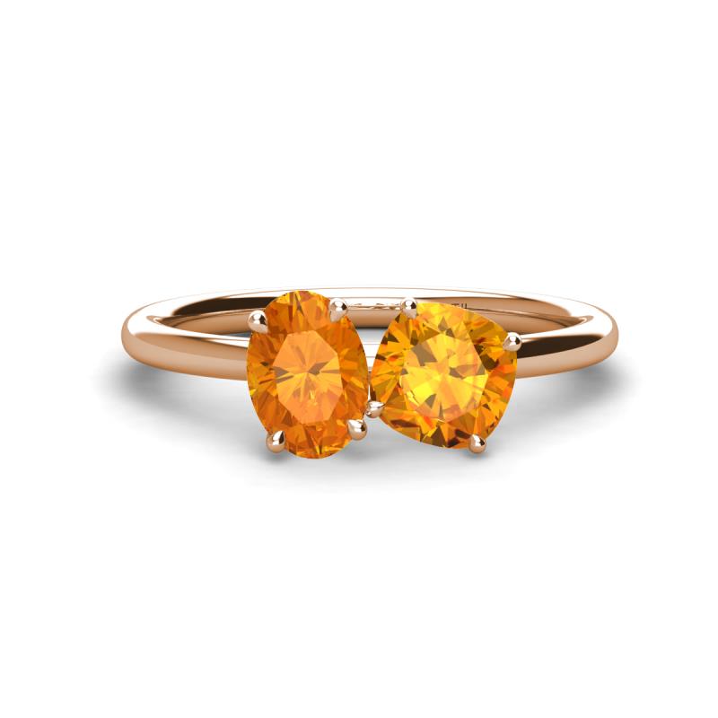 Tanya Oval & Cushion Shape Citrine 2 Stone Duo Ring 