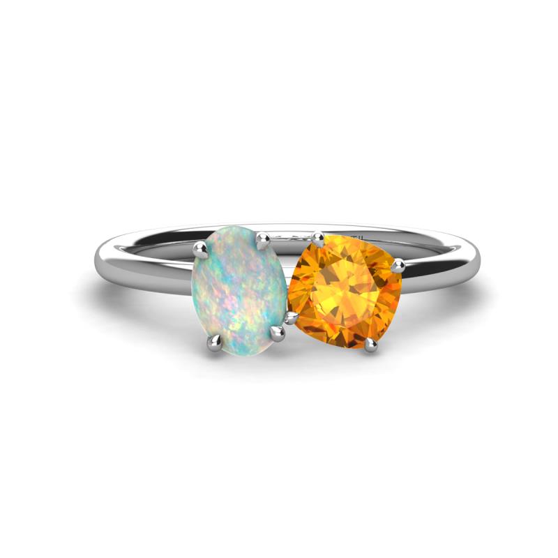 Tanya Oval Shape Opal & Cushion Shape Citrine 2 Stone Duo Ring 