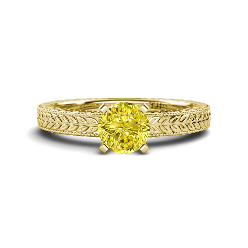 Kaelan 6.00 mm Round Yellow Diamond Solitaire Engagement Ring 