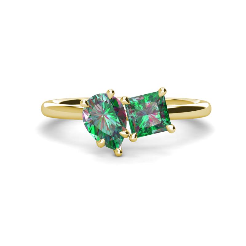 Zoya Pear & Princess Shape Lab Created Alexandrite 2 Stone Duo Ring 