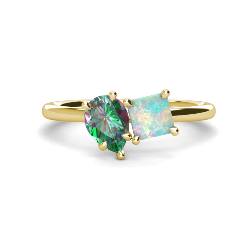Zoya Pear Shape Lab Created Alexandrite & Princess Shape Lab Created Opal 2 Stone Duo Ring 