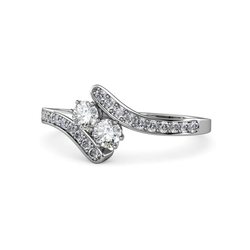 Eleni Round Lab Grown Diamond with Side Diamonds Bypass Ring 
