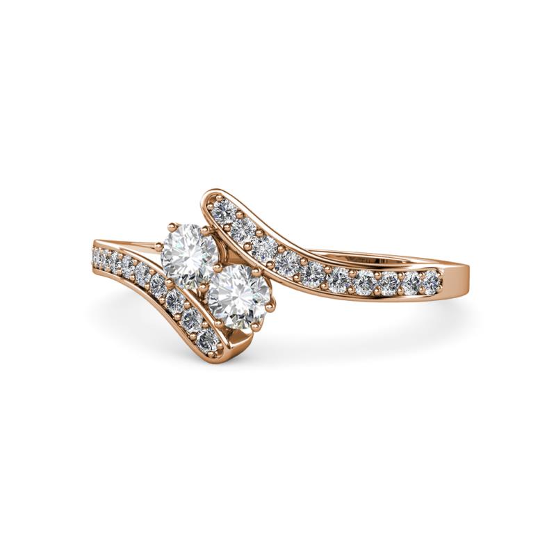 Eleni Round Lab Grown Diamond with Side Diamonds Bypass Ring 