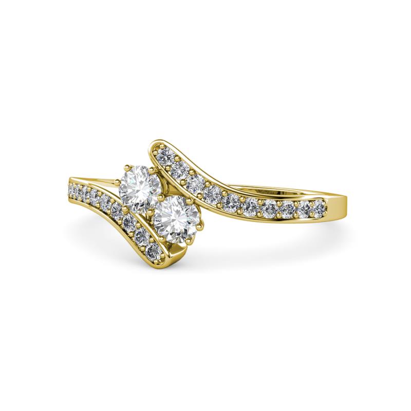 Eleni Round Natural Diamond and Lab Grown Diamond with Side Diamonds Bypass Ring 
