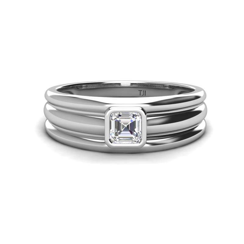 Zion 5.00 mm Asscher Cut Natural Diamond Solitaire Men Wedding Band 