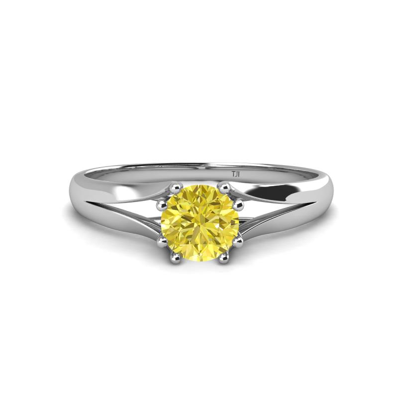 Flora 6.00 mm Round Yellow Diamond Solitaire Engagement Ring 