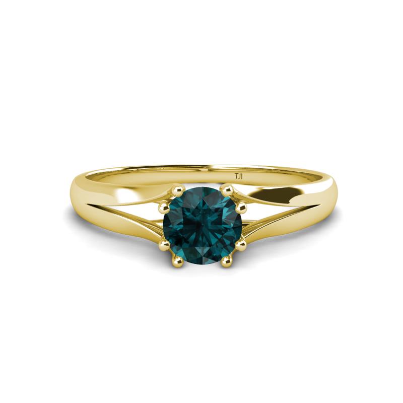 Flora 6.50 mm Round London Blue Topaz Solitaire Engagement Ring 