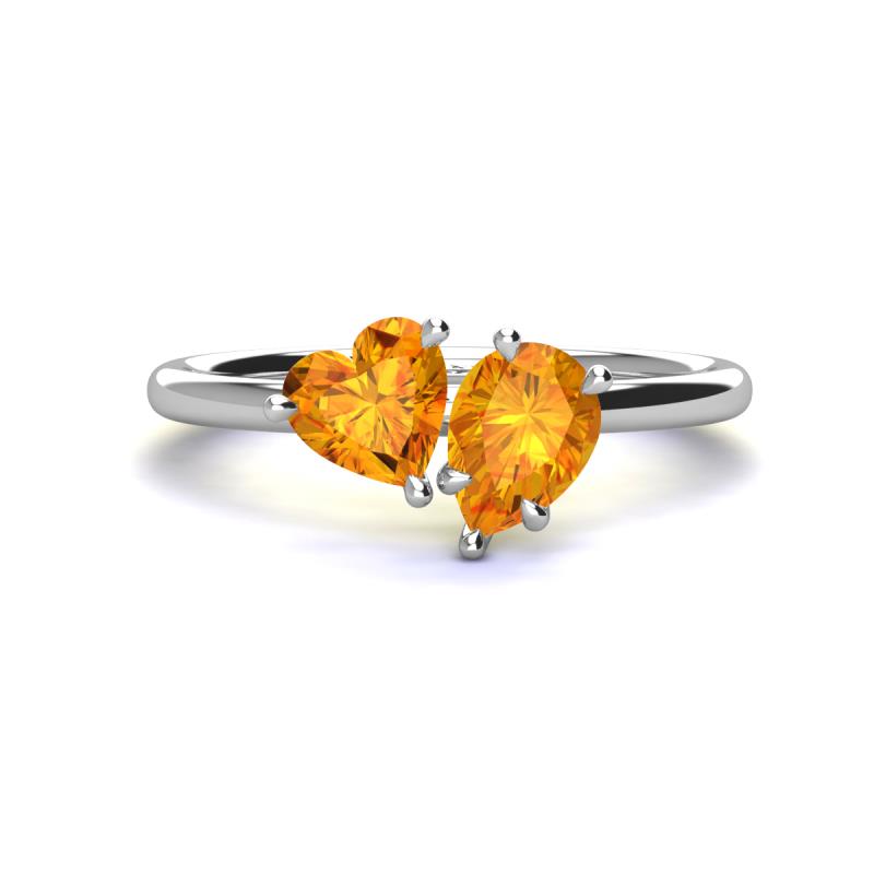 Sasha Heart & Pear Shape Citrine 2 Stone Duo Ring 