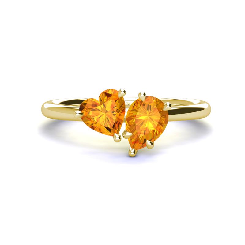 Sasha Heart & Pear Shape Citrine 2 Stone Duo Ring 