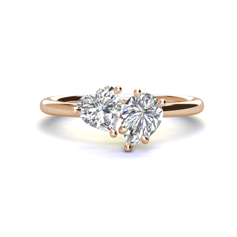 Sasha Heart & Pear Shape Forever One Moissanite 2 Stone Duo Ring 