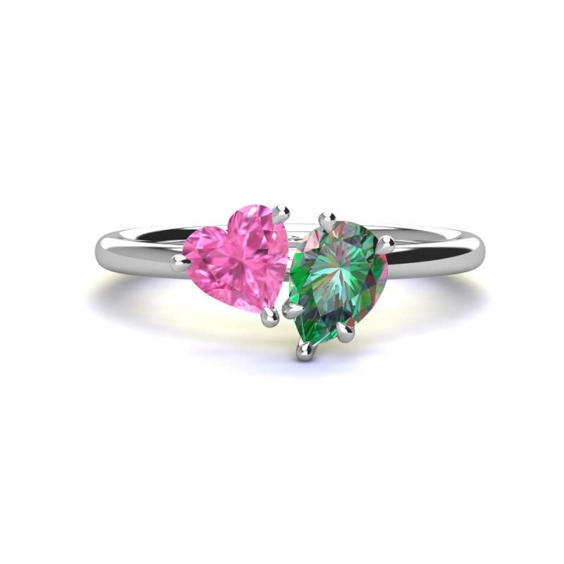 Sasha Heart & Pear Shape Created Pink Sapphire & Created Alexandrite 2 Stone Duo Ring 