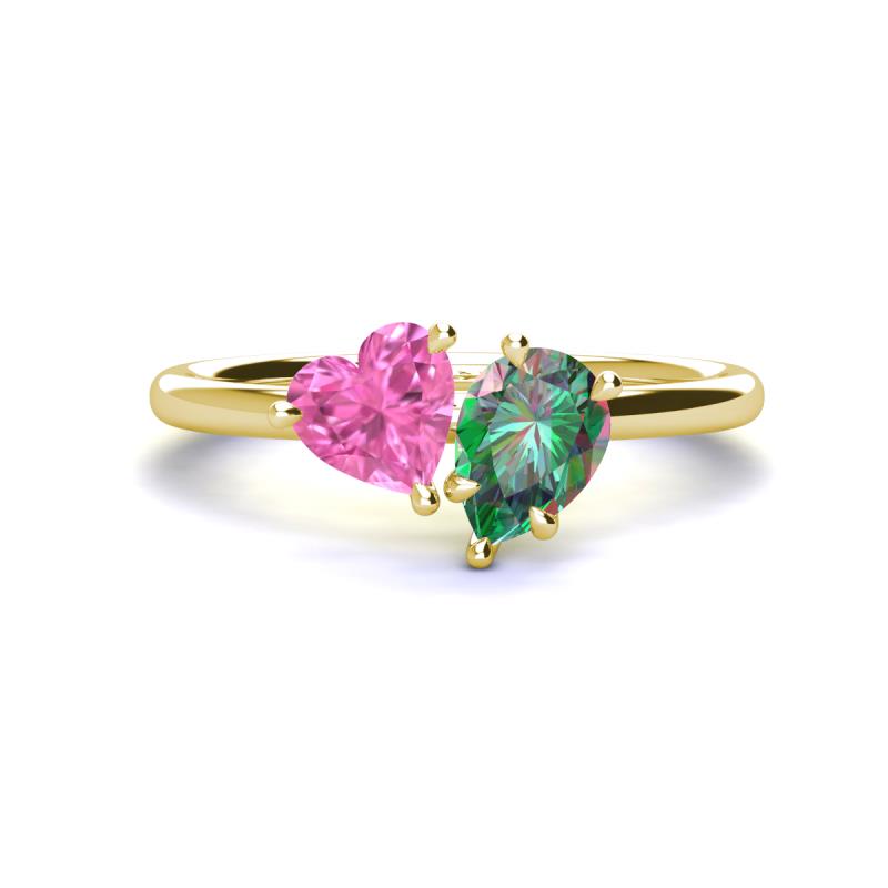 Sasha Heart & Pear Shape Created Pink Sapphire & Created Alexandrite 2 Stone Duo Ring 