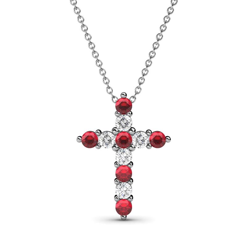Abella Ruby and Diamond Cross Pendant 