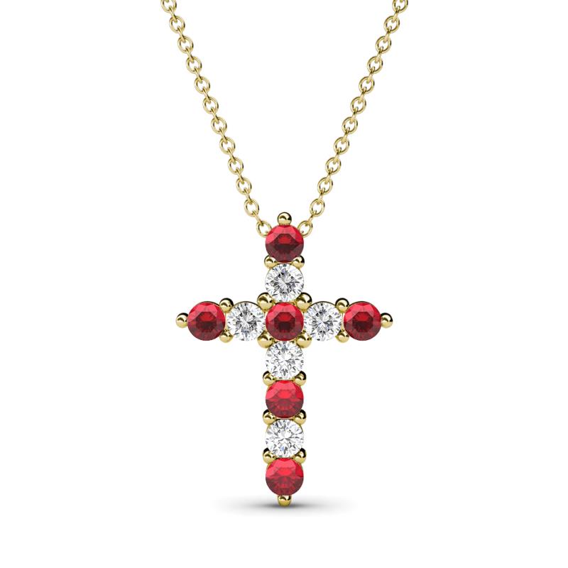 Abella Ruby and Diamond Cross Pendant 