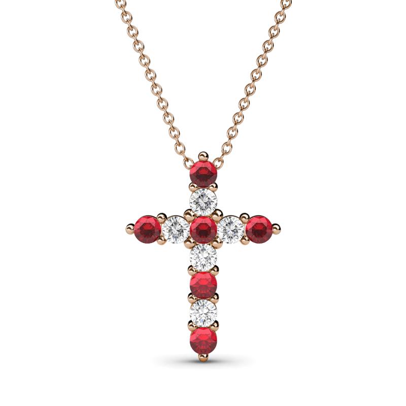 Abella Ruby and Diamond Cross Pendant 