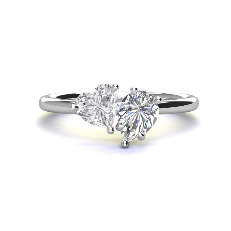 Sasha Heart Shape Lab Created White Sapphire & Pear Shape Forever One Moissanite 2 Stone Duo Ring 